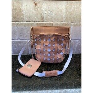 Lancel Paris Tokyo New York Leather Canvas Bucket Bag Purse Crossbody EUC